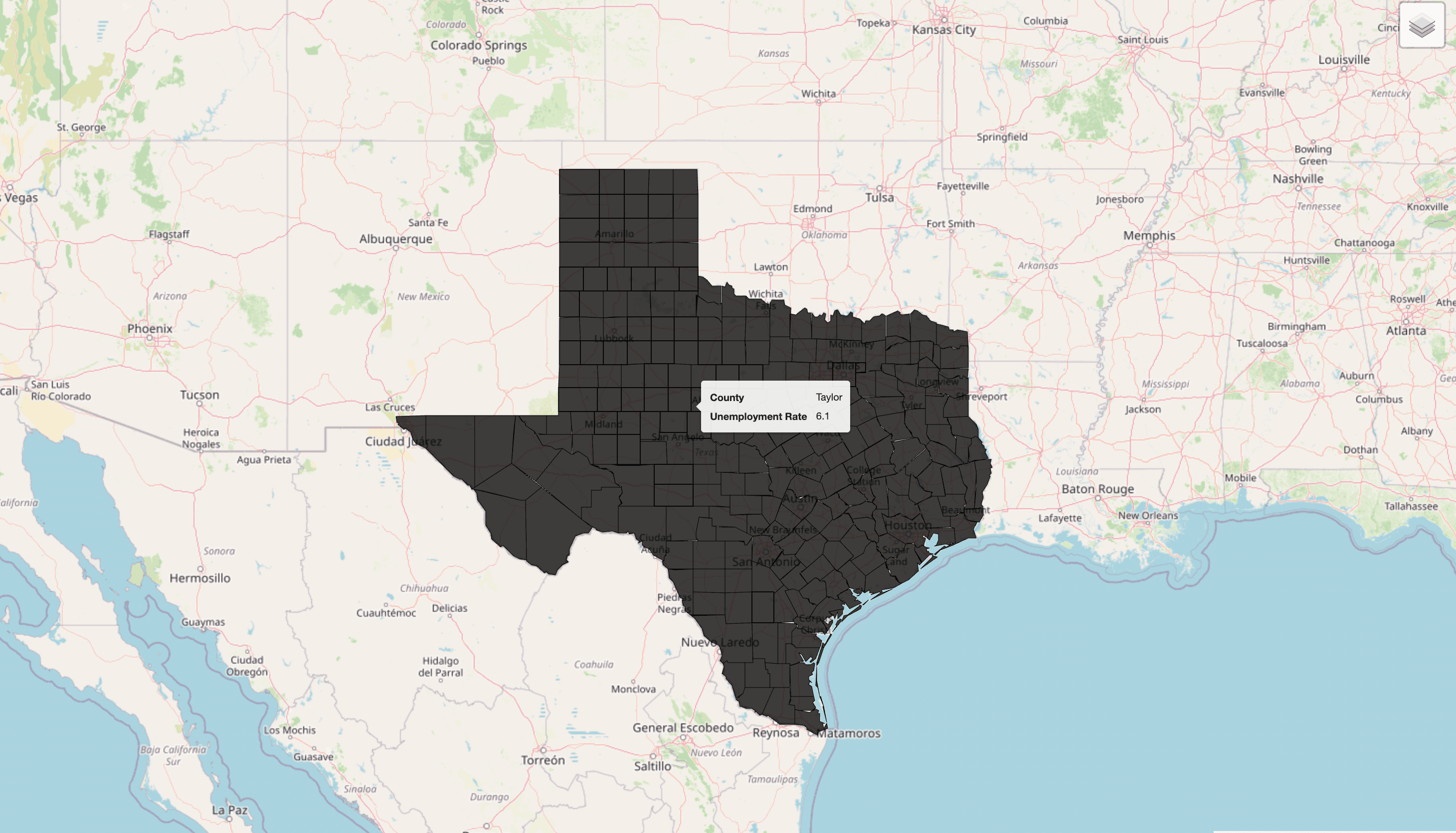 Texas Employment Map